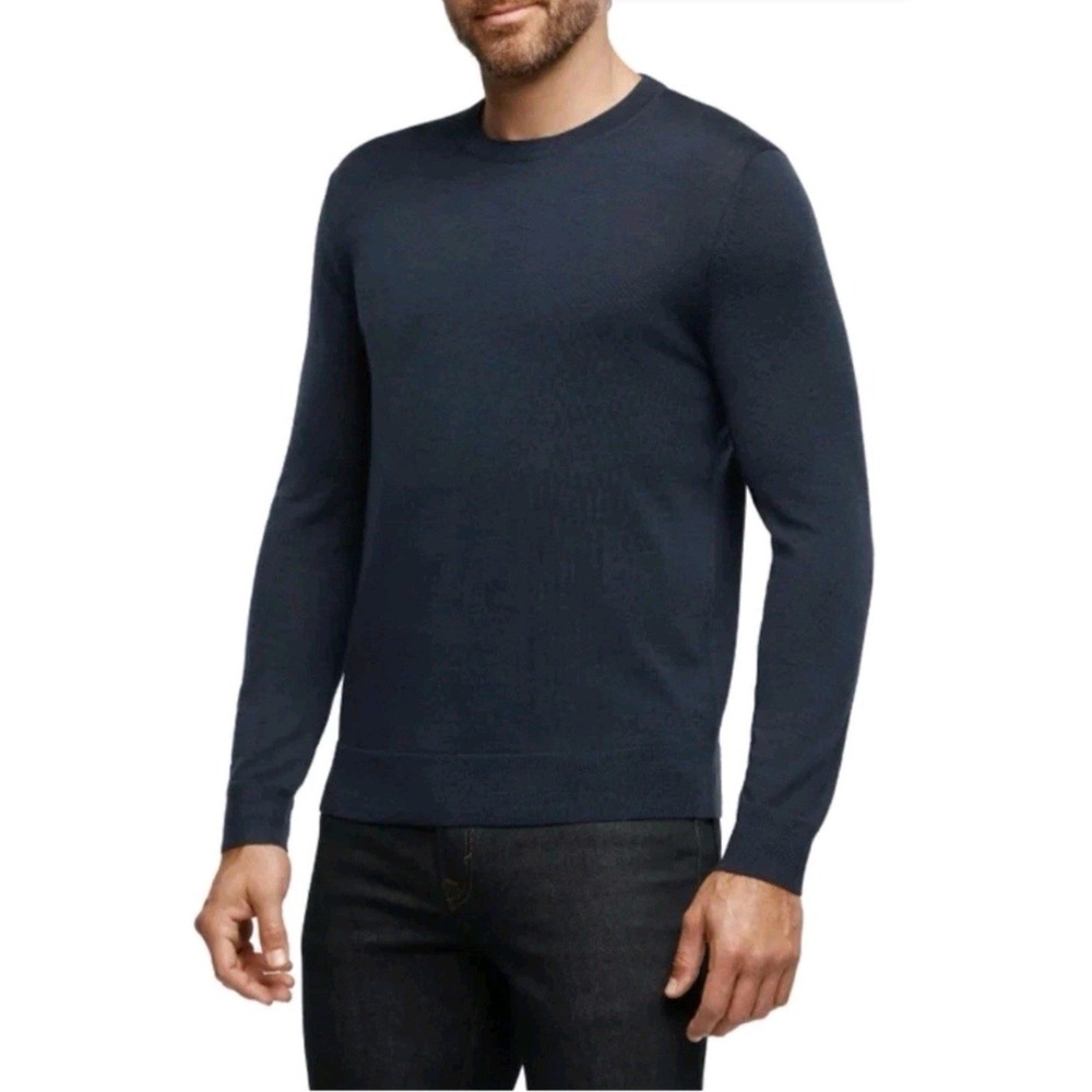 Banana Republic Navy 100% Merino Wool Crewneck‎ Lightweight Sweater Size XL - Picture 2 of 7